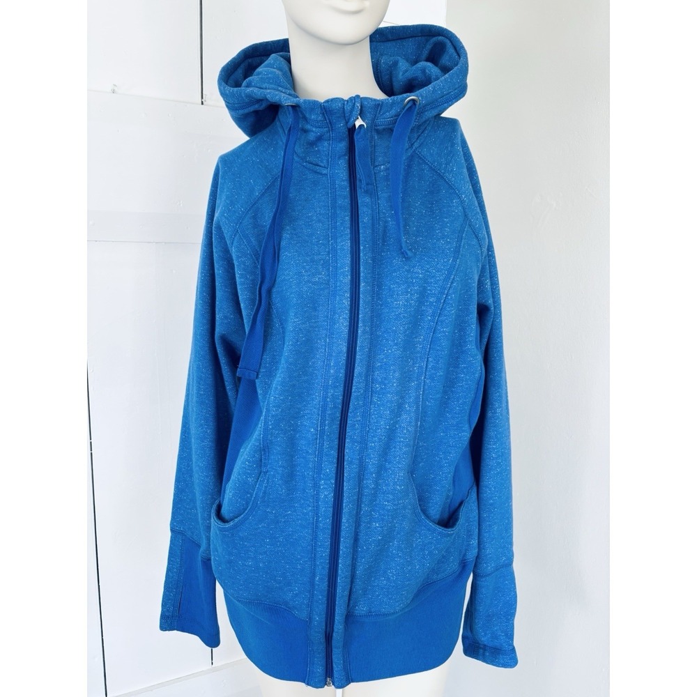 Active Life Women's Long Hoodie Coat XXL Blue Fleece Lined Pockets Open Front